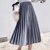 Womens Fashion Pleated Midi Long Skirt Female Korean Japanese Casual High Waist Skirts Spring