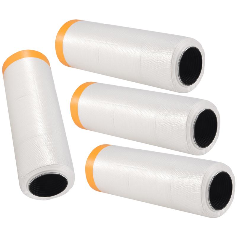 4 Rolls Clear Plastic Sheeting 4.9X 65.5 Ft Pre-Taped Masking Film Drop Cloths For Painting Automotive Painting Covering-B61B