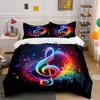 Rainbow Musical Note Design Bedding Duvet Cover Set (1*Duvet Cover 2*Pillowcases, Without Duvet Insert)
