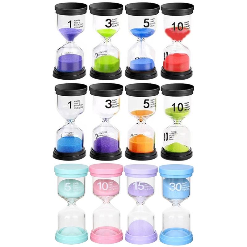 Sand Timers Set 4pcs Colorful Hourglass Sand Timers 1/5/3/10/15/30 Minutes Sandglass Timers for Classroom Home Cooking