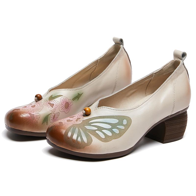 

Модные женские туфли-лодочки GKTINOO Spring, ретро, женственные, на высоком каблуке 5 см, слипоны, туфли на платформе, женская обувь ручной работы из натуральной кожи 7.5