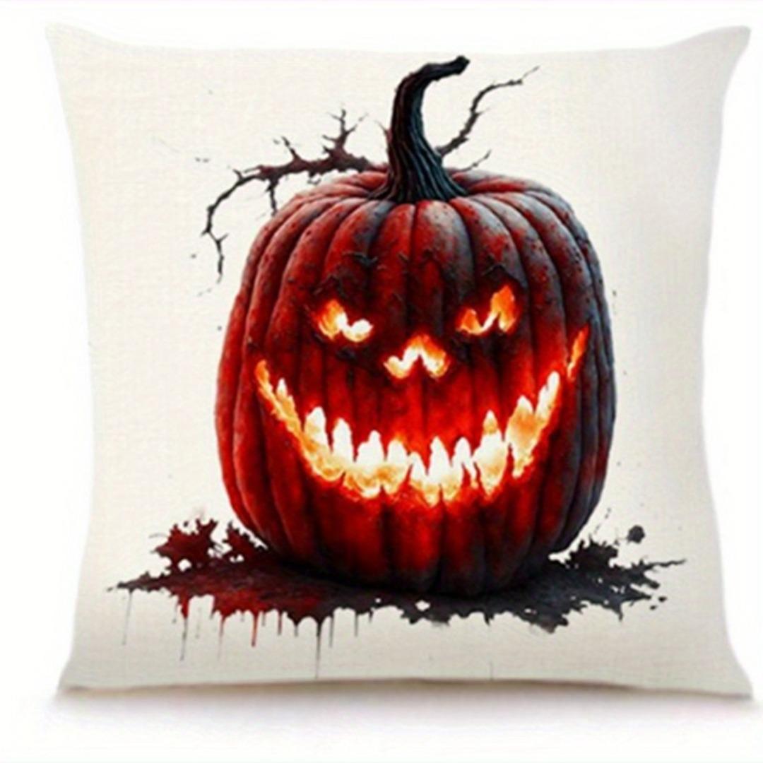 

1pc Halloween Cushion Cover Ghost Evil Pumpkin Printed Washable Cover for Halloween Themed Party Living Room Bedroom Decoration 45x45cm