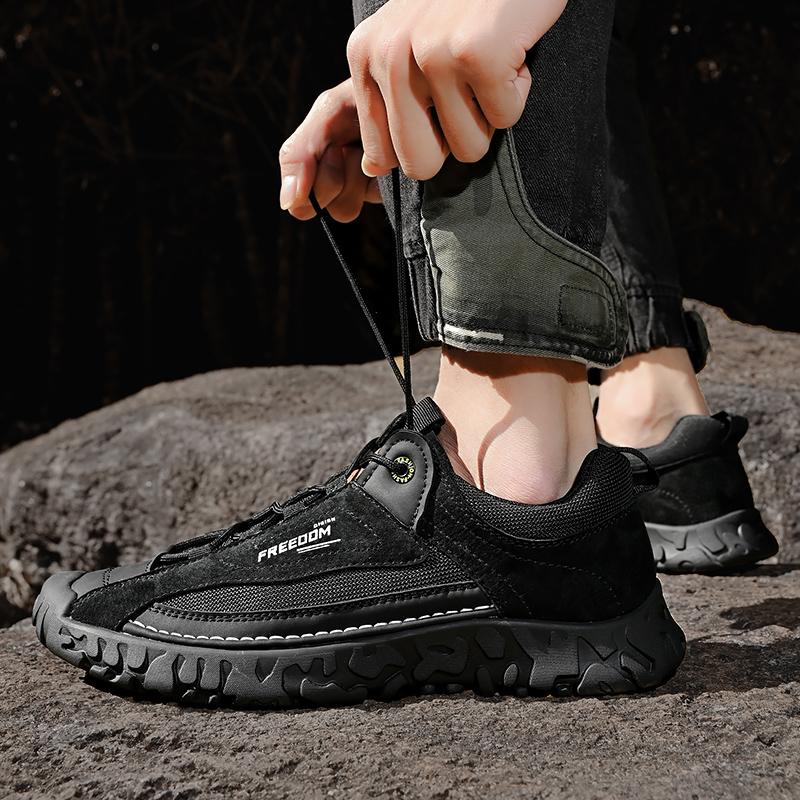 Four Seasons Men's Pigskin Mesh Breathable Retro Casual Shoes Large Size Casual Shoes Lightweight Ankle Boots