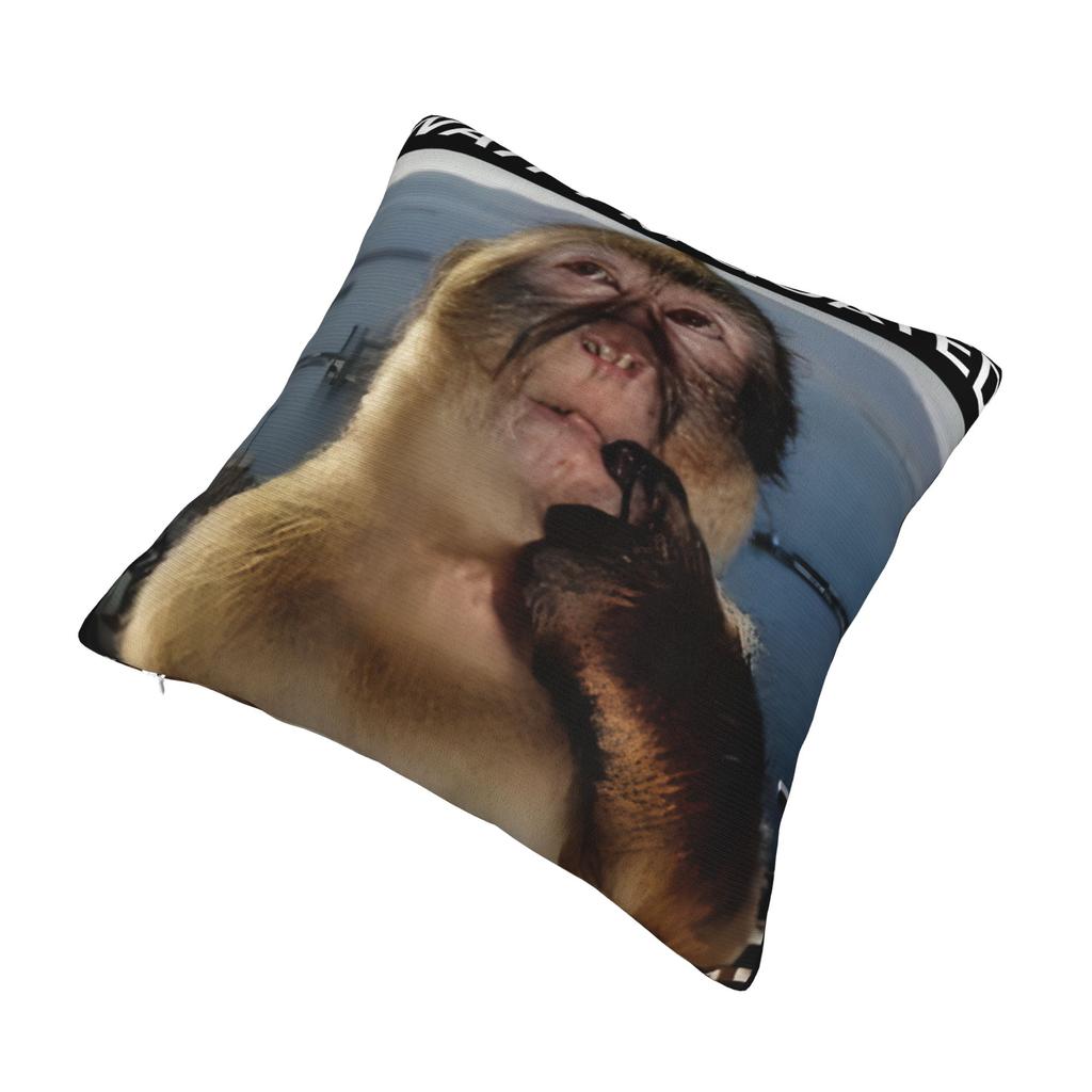 Decorative Pillowcase Thinking Monkey Meme Merch Chair Pillow Case Cover Zippered Multiple Sizes
