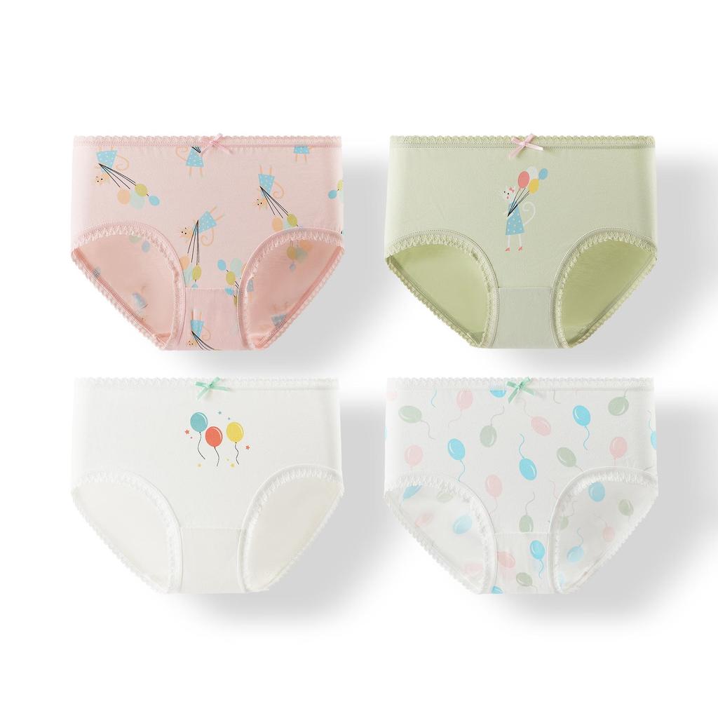 Baby Girls' Cute Cartoon Print Cotton Underpants - Breathable Bow Design for Infants and Toddlers
