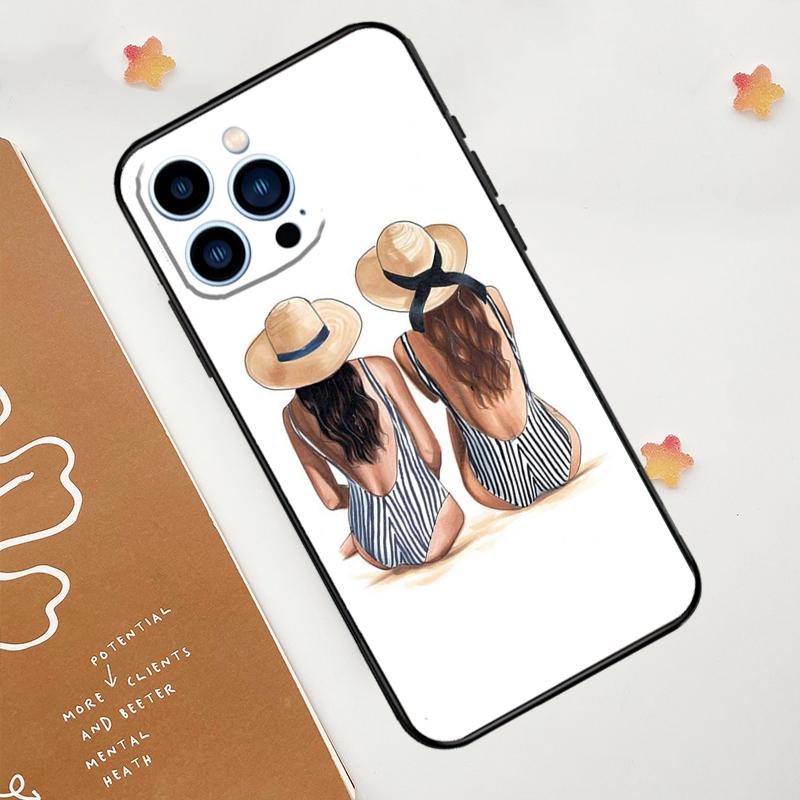 Best Friends BFF Matching Case For iPhone 15 16 14 13 12 11 Pro Max Plus X XR XS 12 13 Mini Cover Accessories