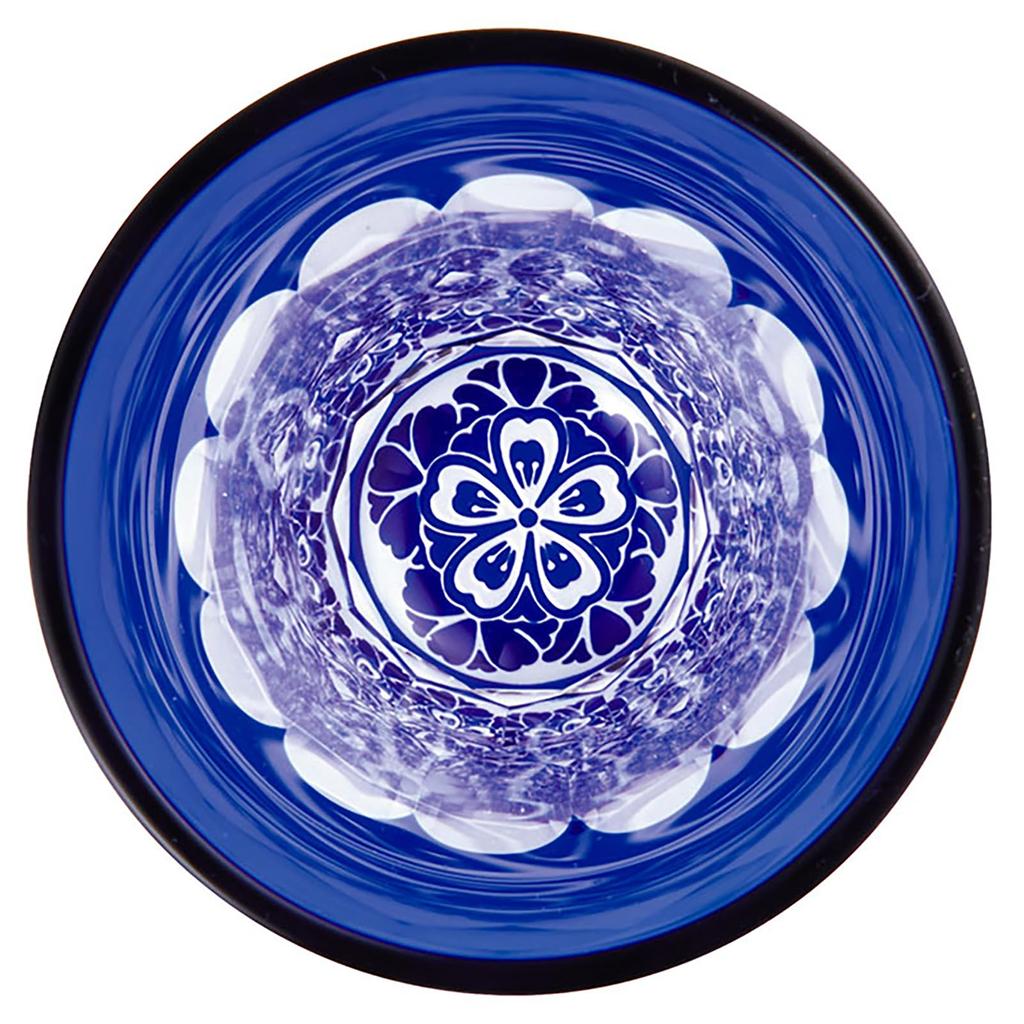 Otsuka Glass Edo Kiriko "Funabashi Kaleidoscope" Beer Glass, Approx. 160ml, Small, Sip-Size, Cherry Blossom and Blue, Made In Japan, 130-218-3-N