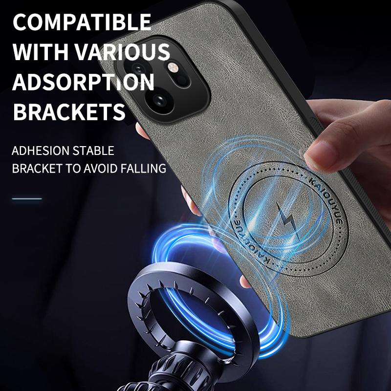 Luxury Leather Texture Wireless Charging Magnetic Case For OnePlus 15T OnePlus15T 5G ShockProof Phone Cover