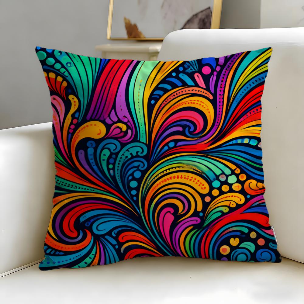 Pattern Colorful Pattern Cushion Cover Soft  EasyWash Pillow Case  Versatile for Couch Bed Travel and Office