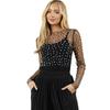 Spring and Summer Women's Bubble Beads See-through Mesh Long-sleeved Tops