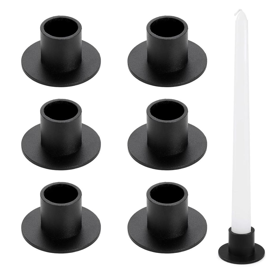 Set of 2/6 Taper Candle Holders, Matte Metal Candlestick Holders Bulk, Table Centerpiece, Black / Gold