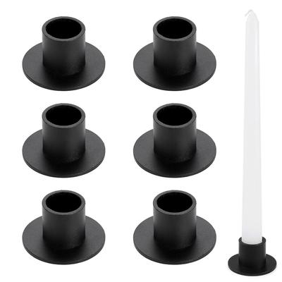 Set of 2/6 Taper Candle Holders, Matte Metal Candlestick Holders Bulk, Table Centerpiece, Black / Gold