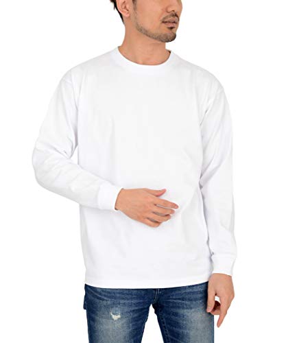 

[T-shirt.st] Long-sleeved T-shirt, plain, extra thick, 10.2oz, men s, white, size M