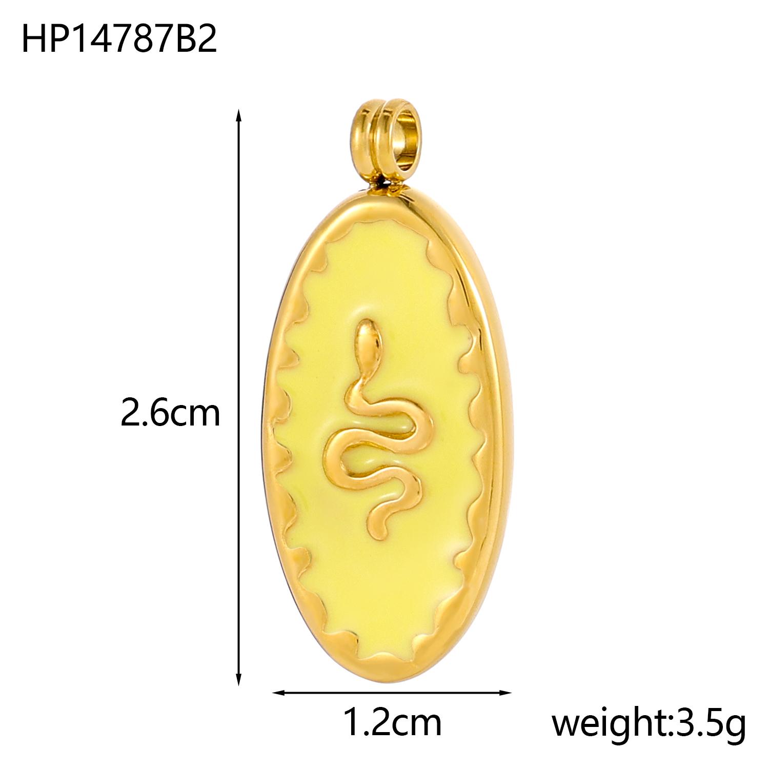 

CARLIDANA Fashion Rainbow Color Enamel Plated Oval Pendant Ins Snake Pattern Stainless Steel Gold Plated Charm for Wholesale