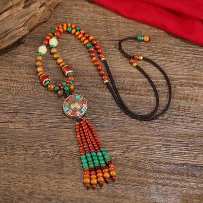 Original Handmade Nepalese Style Retro Long Necklace Tibetan High-end Temperament Fringed Sweater Chain Ethnic Style Pendant