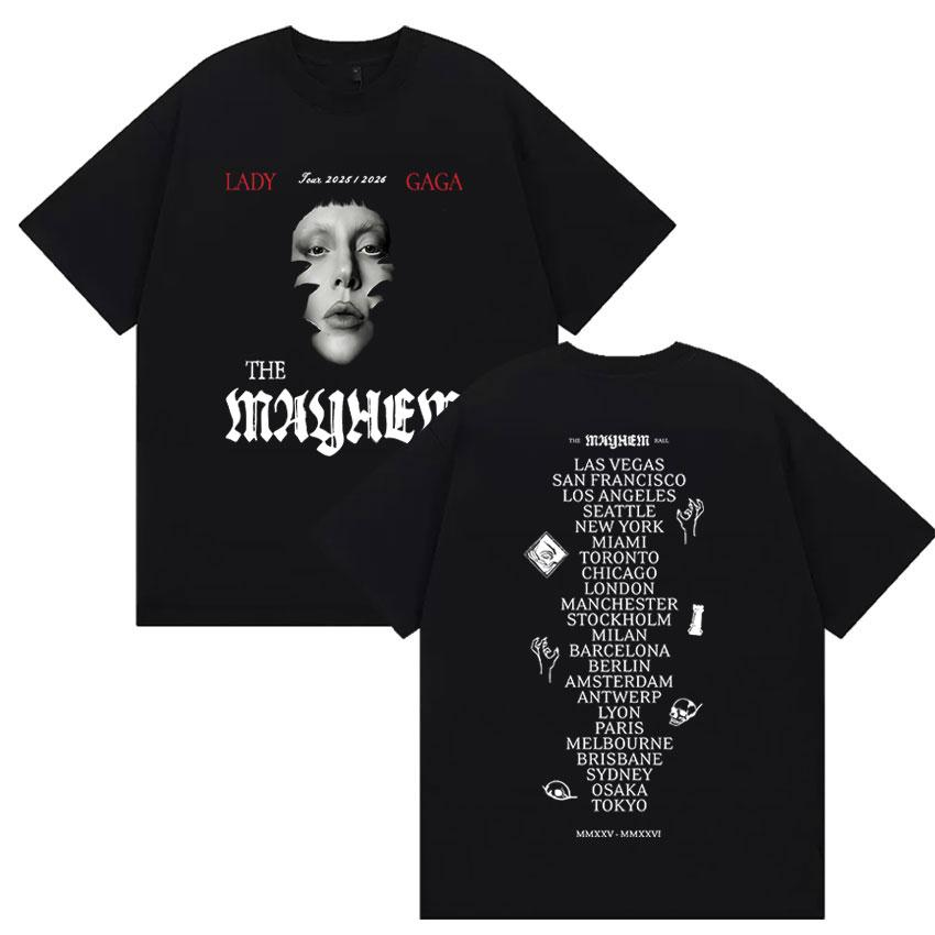

Lady Gaga The Mayhem Ball Album Fans Gift TShirt Unisex Vintage High Quality Cotton Short Sleeve T Shirts Streetwear S