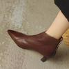 Trend Women Ankle Boots Vintage Female Pumps High Quality Pointed Toe Chelsea Boot Soft Leather Women Shoes Zlp Botas Para Mujer