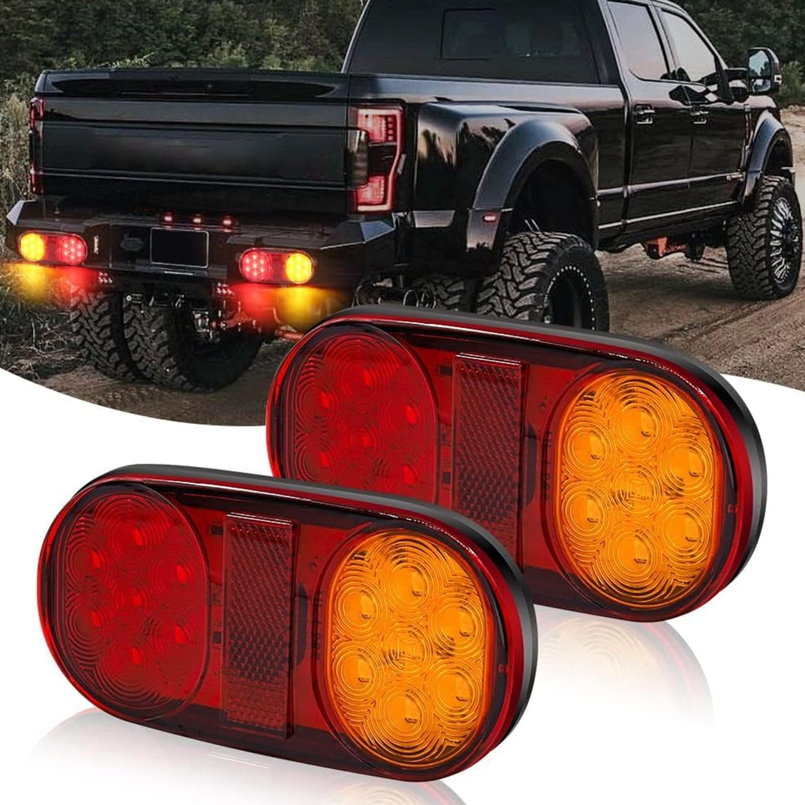 

Aoling 2pcs Truck Tail Lamp 14LED Red High Low Brake Small Yellow Turn жёлтый