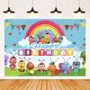 Cartoon Photo Backgrounds Bichi Kids 1st Birthday Party Baby Shower Decoration Rainbow Ant Doll Friends Photo Background