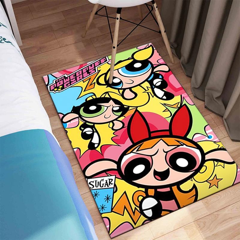 1Pc The Powerpuff Girls Printed Rectangle Carpet, Home Door Mat, Outdoor Travel Protection Carpet A7