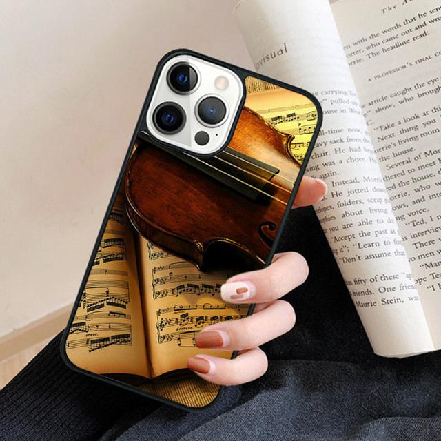 Musical Notes Violin Classical Phone Case Back Cover for iPhone 17 Air 16 15 14 13 11 12 Pro Max Plus Fundas