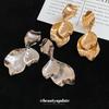 Silver Needle Pleated Petal Earrings Light Luxury High-end Earrings Earrings Retro Design Niche Earrings