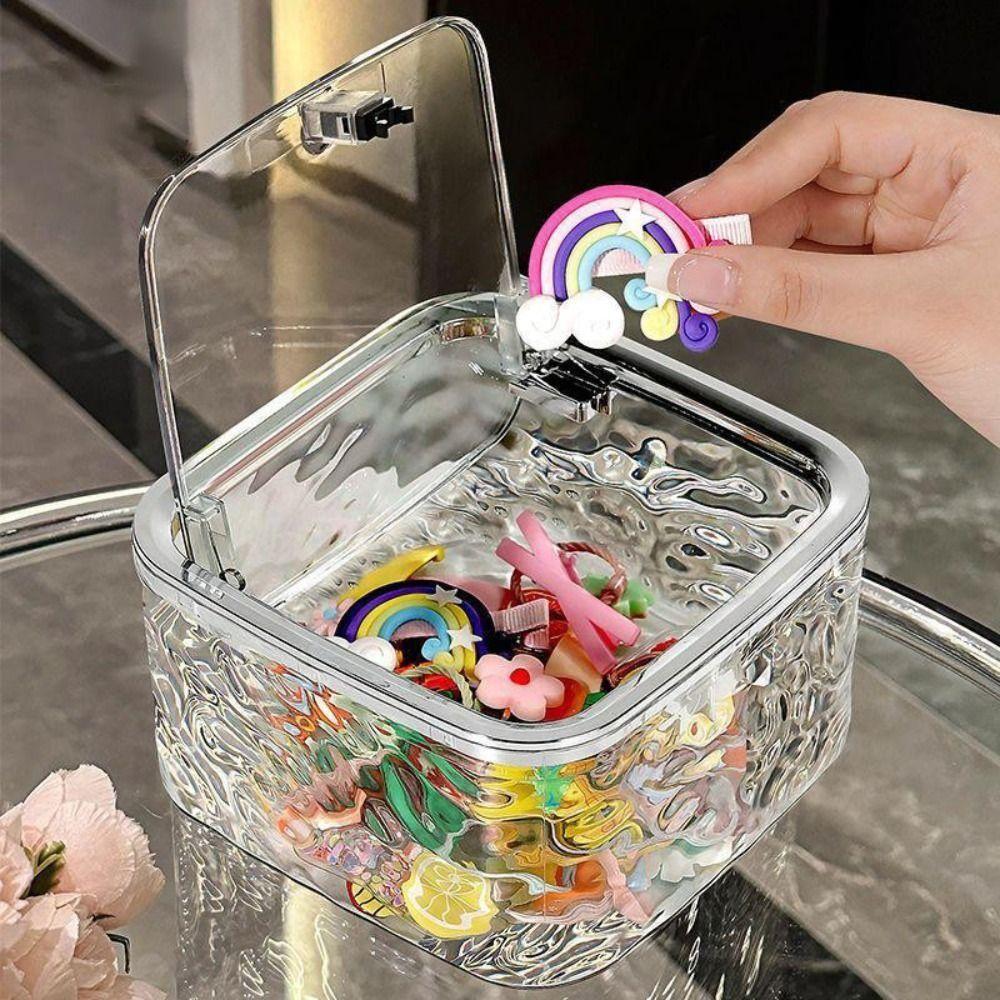 Push-type Jewelry Box Large Capacity Desktop Trash Can  for Headband Bows Cotton Swab Organization