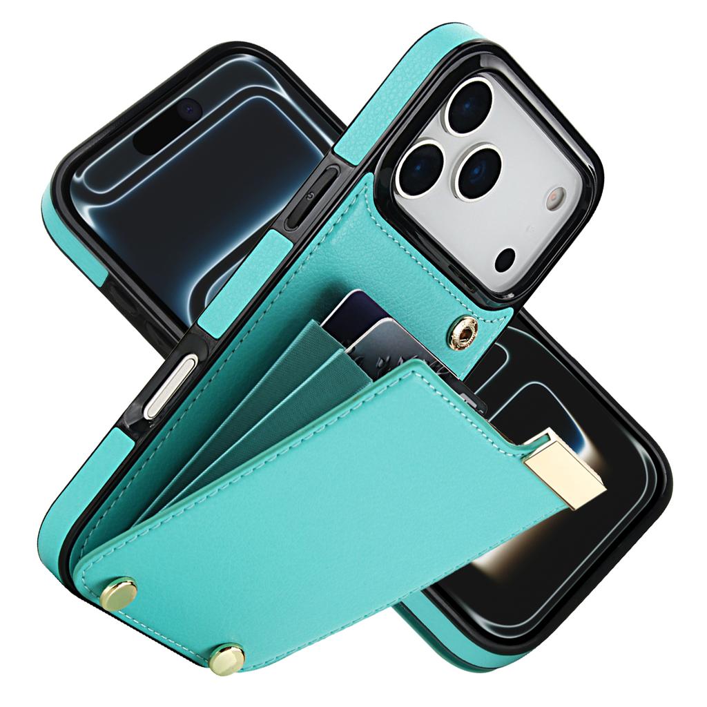 For iPhone 17 Pro Max Case TPU + PU Leather Hardware Decor Phone Cover with Card Holder