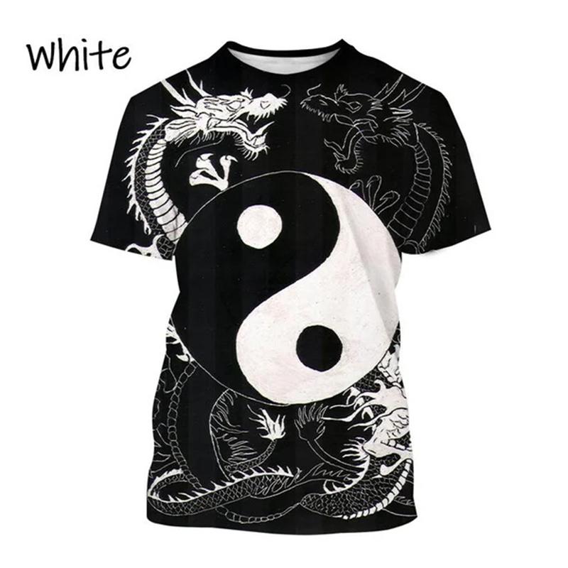 Yin Yang Koi Dragon Tai Chi Pattern 3D Print Men's T-Shirt Streetwear Brand Quick-Dry Sports Short-Sleeve Top