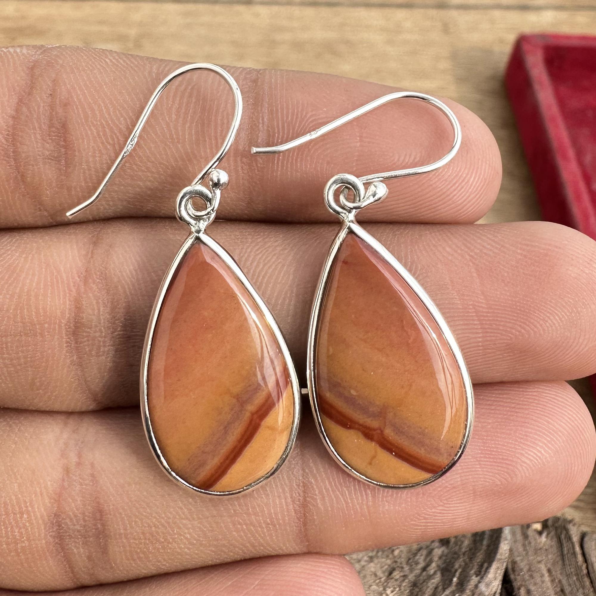 

Amazing Mookaite Silver earring, 925 sterling silver earring, designer stone earring, handmade 925 silver jewelry, gift for her 1.60 inches length коричневый