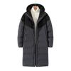 Mens Winter Mid-Length Hooded Puffer Coat Oversized Loose Fit Warm Cotton-Padded Jacket With Colorblock Design
