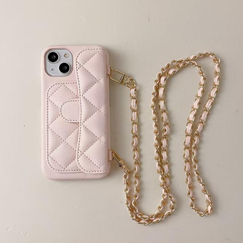 Luxurious Shockproof Crossbody Litchi Pattern Lanyard Back Cover for 17 Pro Max PC Mobile Phone Cases Card Slot Without Logo