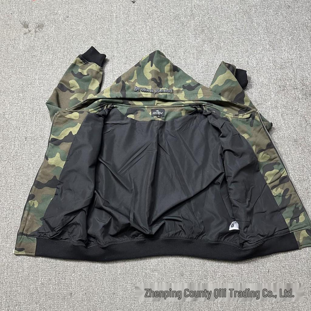 Americká trendy vícebarevná grafická dvouvrstvá kardiganová mikina