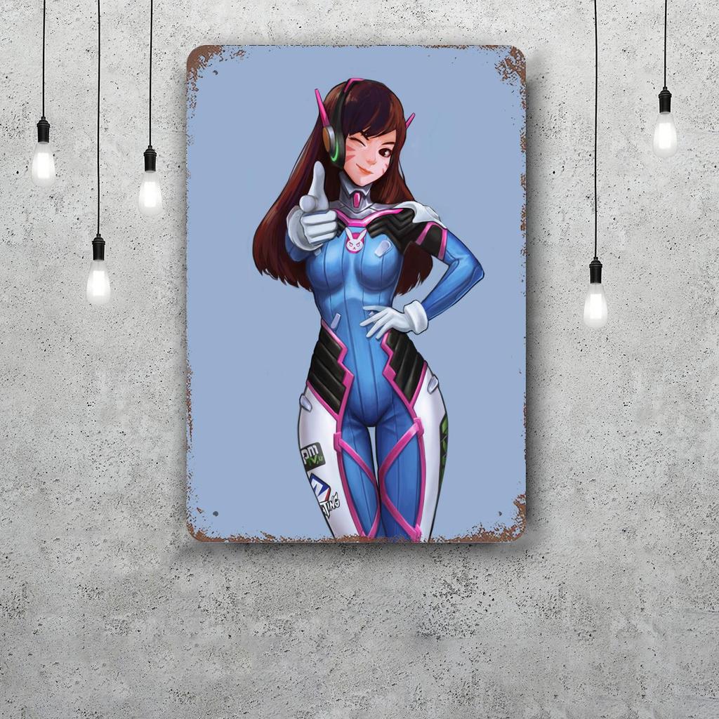 dva overwatch Funny Bar Metal Sign Retro Plaque Vintage Sign Alcohol Drinker Pub Club Man Cave Kitchen Wall Decoration