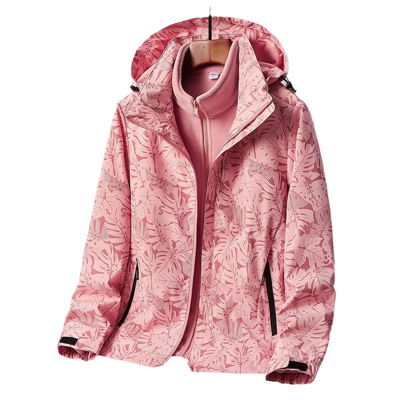 2023 autumn and winter new three-in-one removable sports outdoor jacket men's and women's autumn and winter camouflage two-piece set