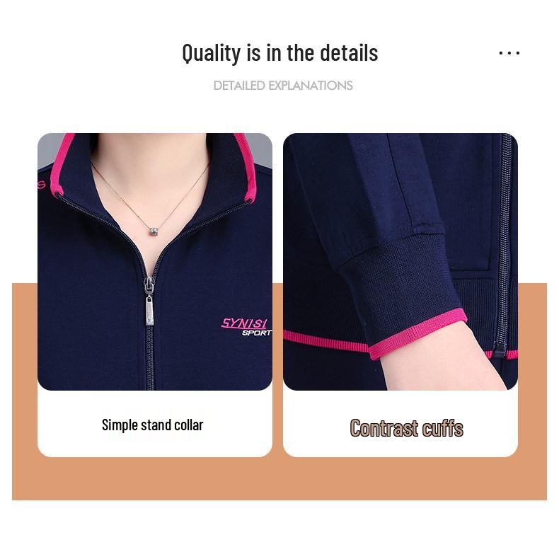 Women's Spring & Autumn Sports Suit - Elegant Casual Hoodie for Middle-aged & Elderly