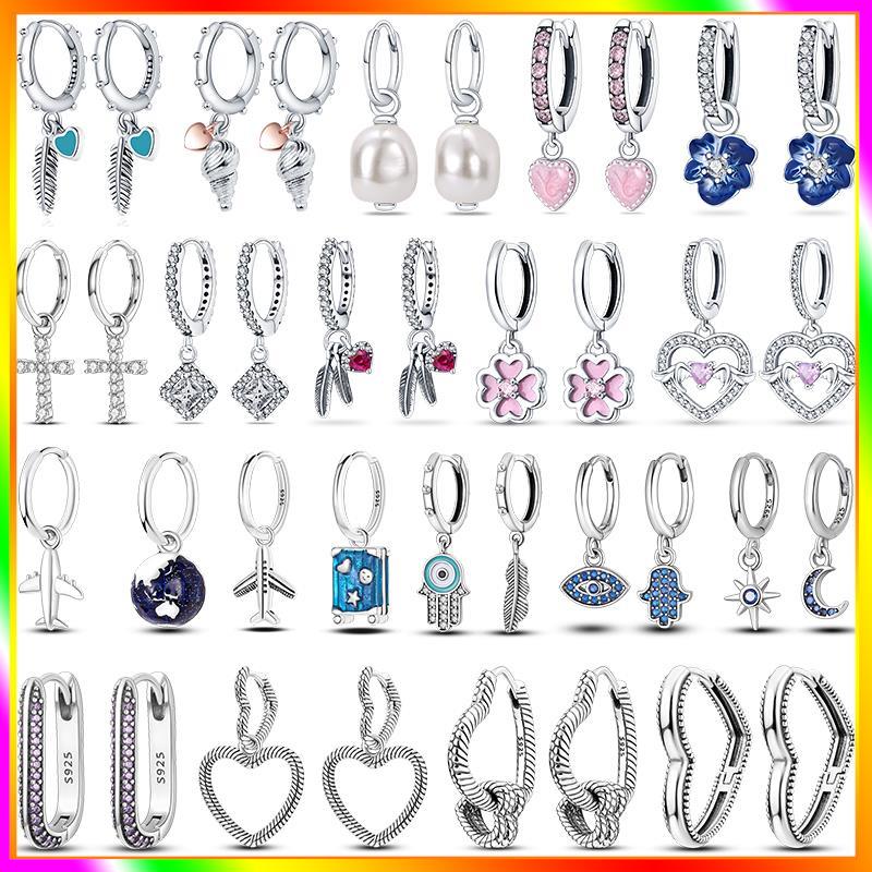 

Серьги-подвески с подвеской в виде перьев, женские, нейтральные, из стерлингового серебра 925 пробы, серьги-цветы в форме сердца, новые, в различных формах, серьги-подвески