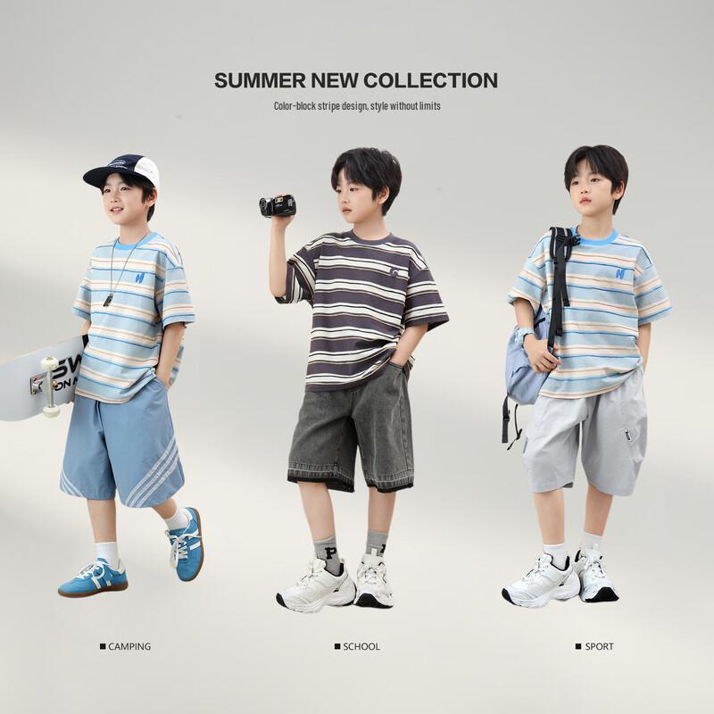 LUSON Boys' Striped Short Sleeve T-Shirt