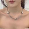 New Fashionable Sweet and Cool Metal Love Ball Necklace, Unique Female Personality, Niche Bracelet Trend Explosion