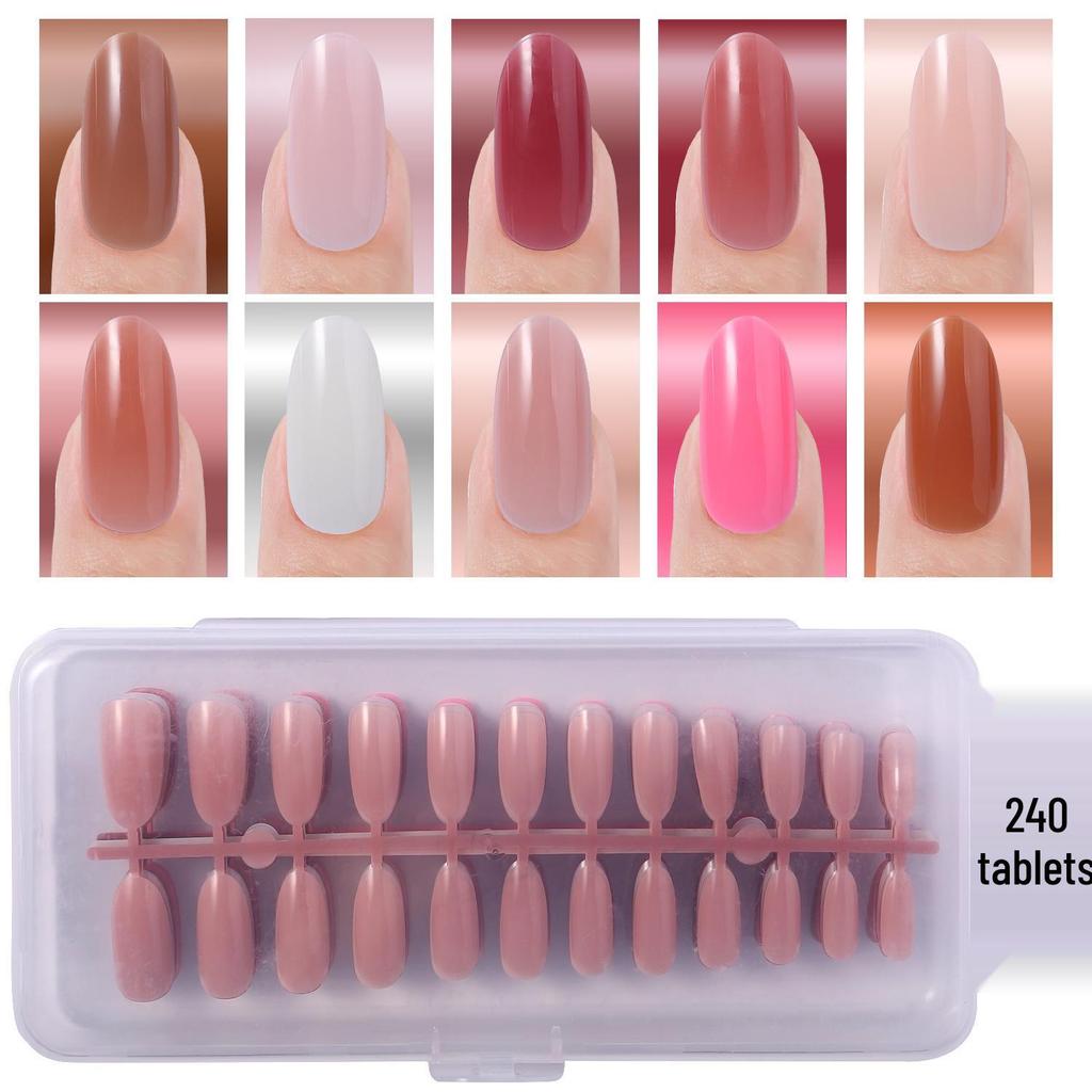 Colored Glitter Nail Art Tips - 240-Piece Set with Various Styles and Multiple Colors, Boxed Fake Fingernail Stickers