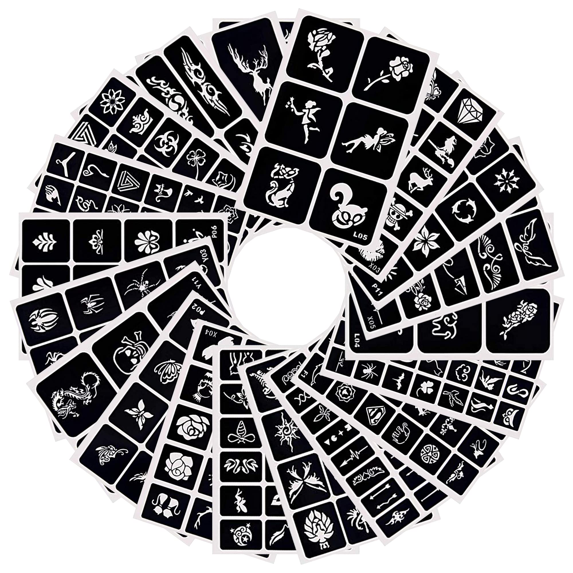 

20 Pages Temporary Tattoo Template Stickers Removable Tattoo Templates Body Art Template Set Text Folder for Easy Viewing and Saving