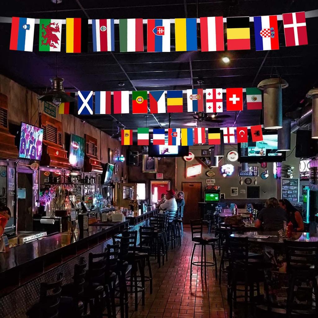 1Set 2025 European Football Championship Bunting Flags European Flag Bunting 2025 Football Championship Rams Pennant Flag