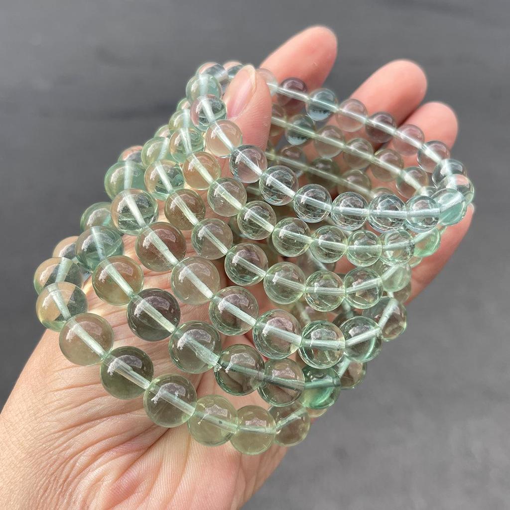 Jingde 8A Natural Green Fluorite Crystal Beaded Women's Bracelet