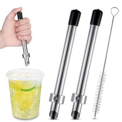 Durable Stainless Steel Straw Puncher Efficient Manual Beverage Mixer Easy To Use Safe Lemonade Stand Supplies for Plastic Lids
