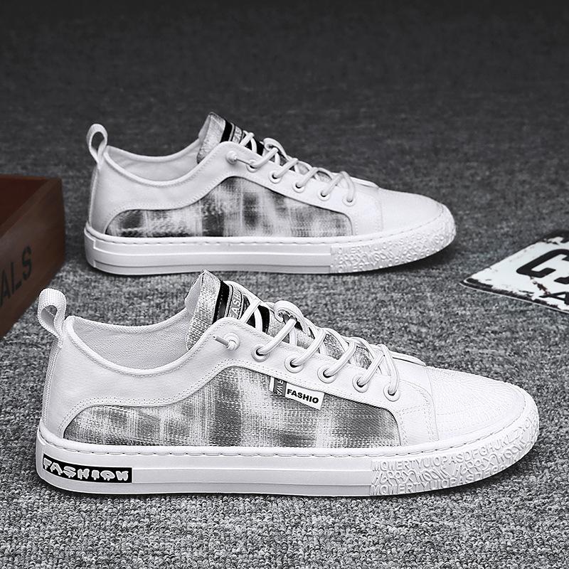 Fashion Casual Sneakers Lace-up Male Shoes Breathable Canvas Shoes Outdoor Jogging Sports Shoes Street Board Shoes Walking Shoes