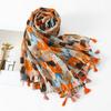 Long Printed Silk Scarf Large Animal Print Scarves All-match Cat Pattern Tassel Scarf  Vacation