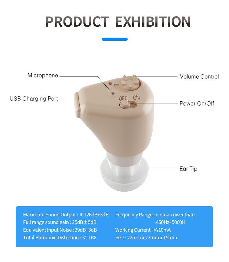 Rechargeable Mini Invisible Hearing Aid Z-01B for Elderly Ear Care