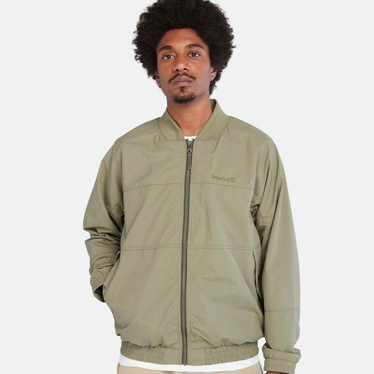 Timberland Ss23 Solid Color Logo Embroidered Water-Resistant Jacket Men Jacket Cassel-Green A6R87-590