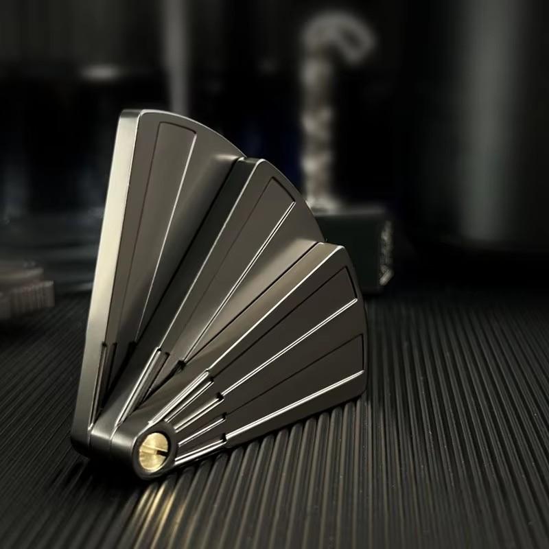 Metal Edc Fingertip Folding Fan Pressure Reducing Push Card Mechanical Coin Toy Anti Stress Relief Sensory Fidget Toy For Adults