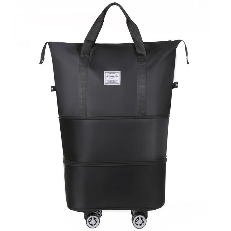 Unisex Expandable Large-Capacity Travel Duffel Bag with Wheels, Foldable Boarding Luggage for Business Trips and Shopping.